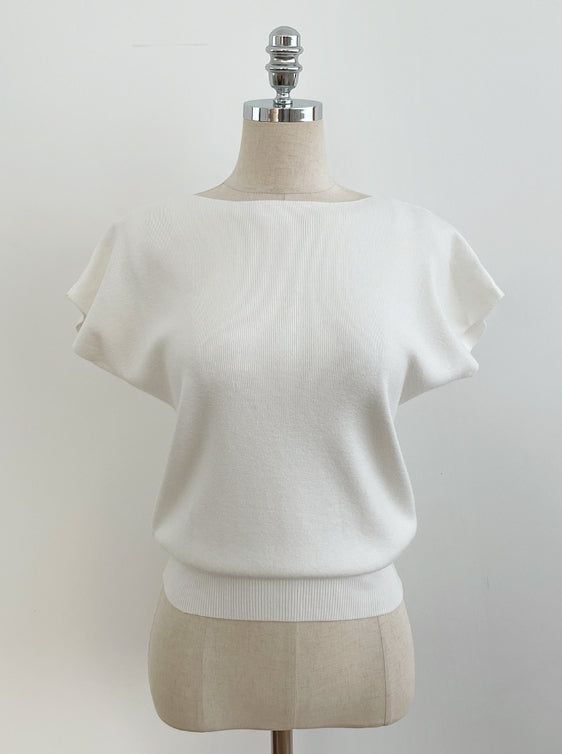 Shuez Soft Boat Neck Cap Sleeve Knit