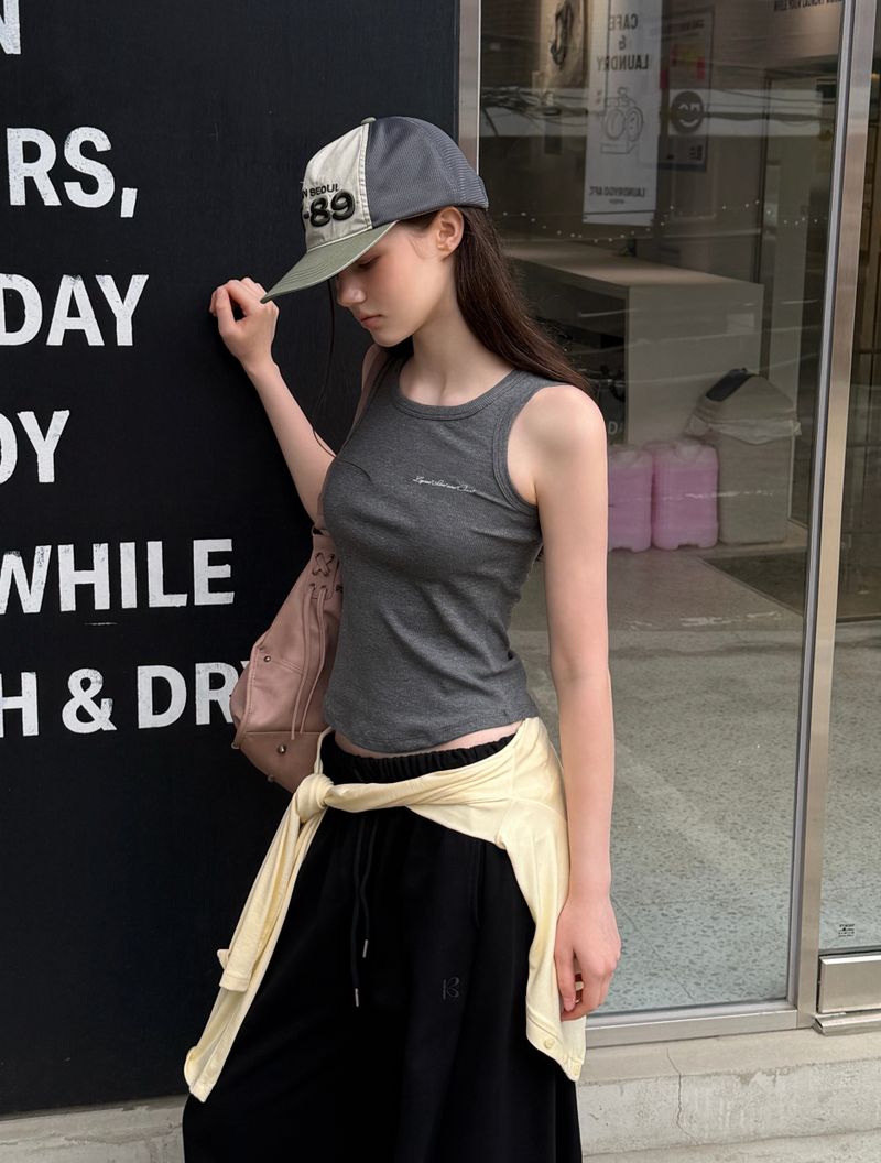 [ORIGINAL] Rocker Lettering Ribbed Sleeveless