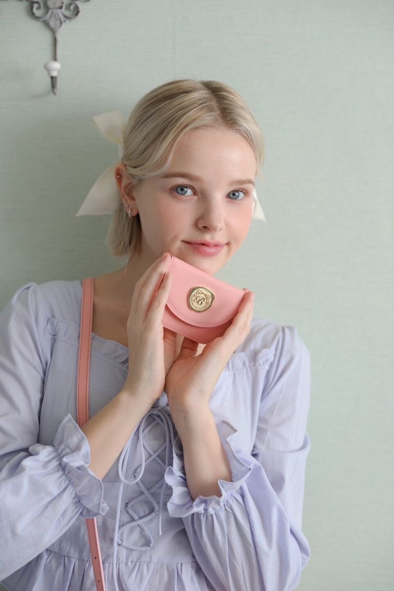 Golden Envelope Cow Leather Wallet ( Pink )