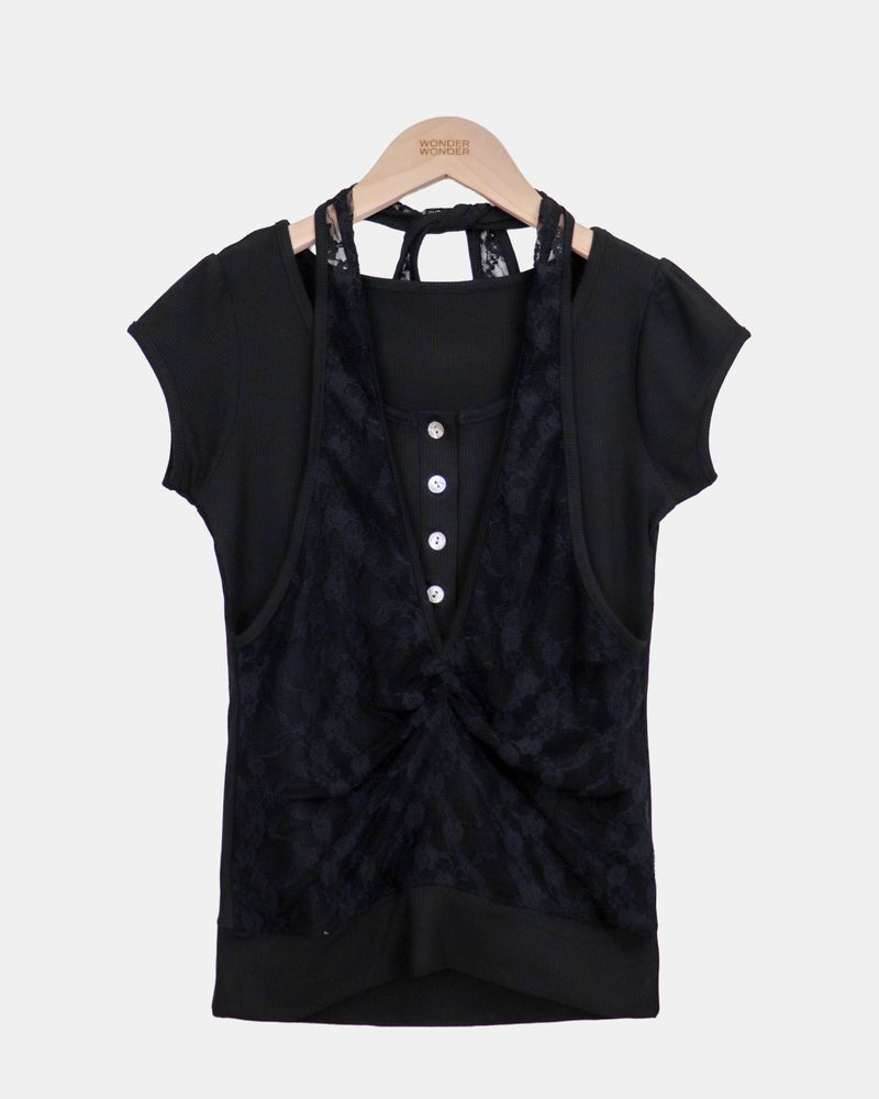 Byuring Halter-Neck Short-Sleeve T-Shirt