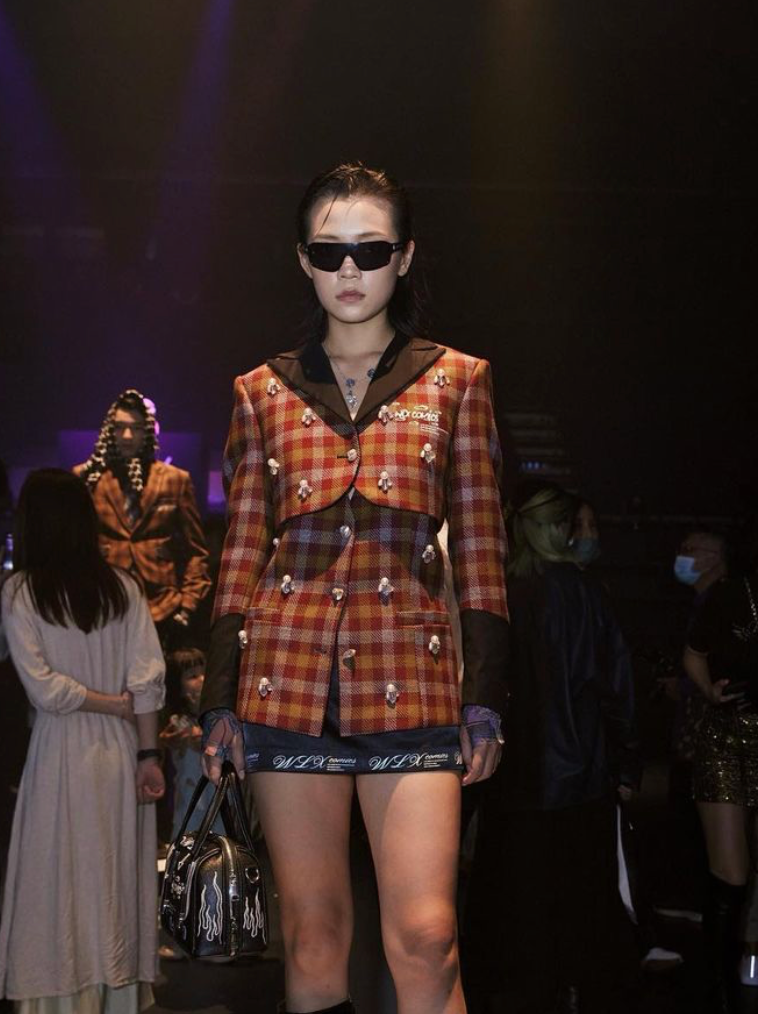 Checked Faux Pearl Waistcoat