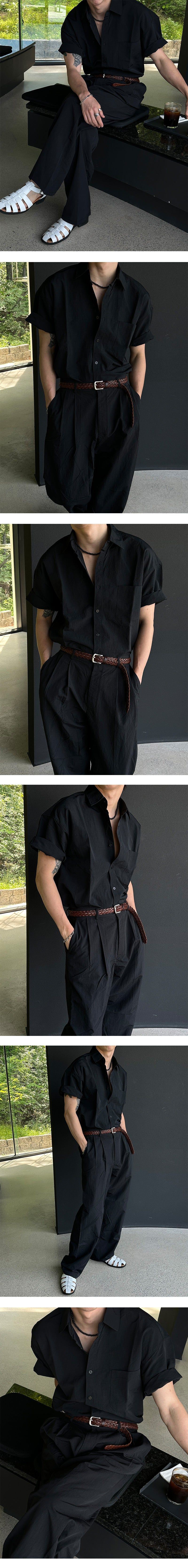 [SET UP Available] Nylon semi wide pants (4color)