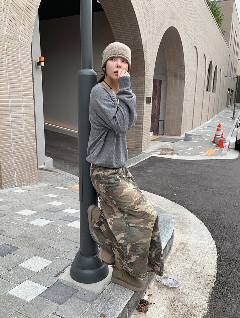 CAMOUFLAGE MAXI SKIRT