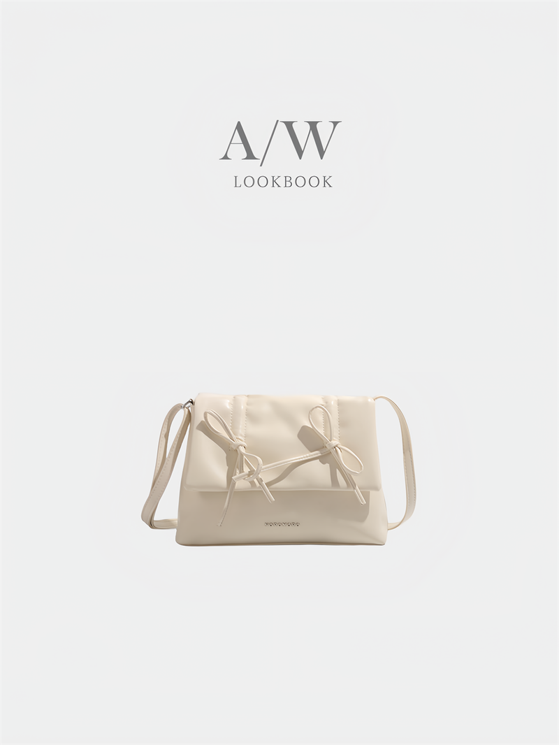 Balletcore look ribbon detail square leather shoulder bag