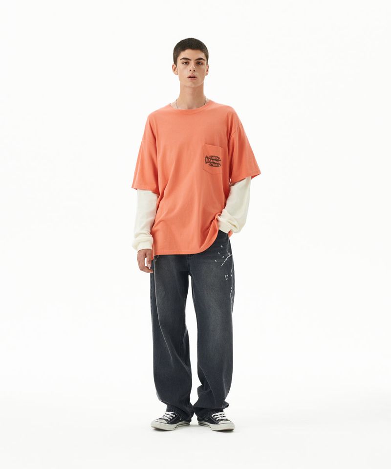 EMB SPLATTER DENIM PANT