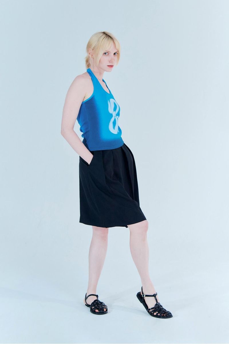 Halter printing top_ocean blue