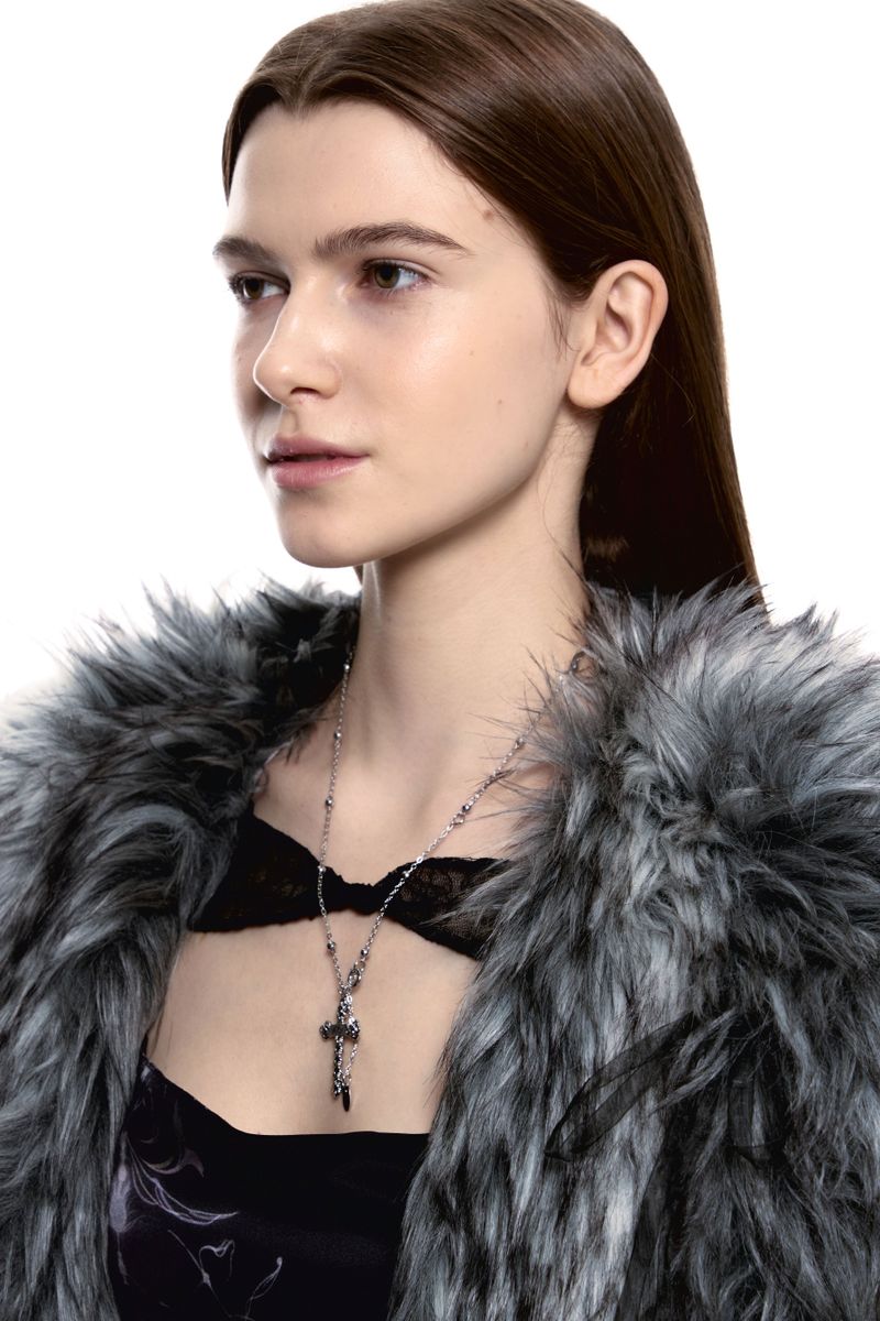 NO.473 [SILVER] KNOT CROSS NECKLACE