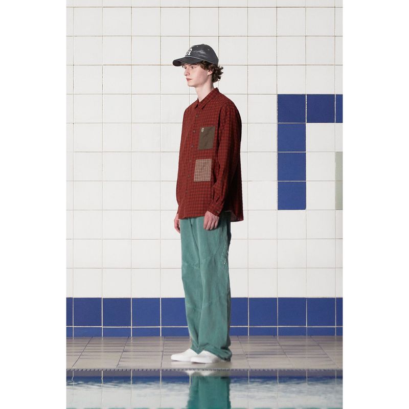 POCKET GINGHAM CHECK SHIRT / RED