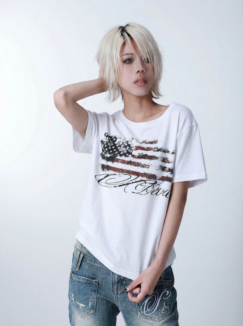 SEXXDEVIL "DESIRE" Flag Print T-shirt