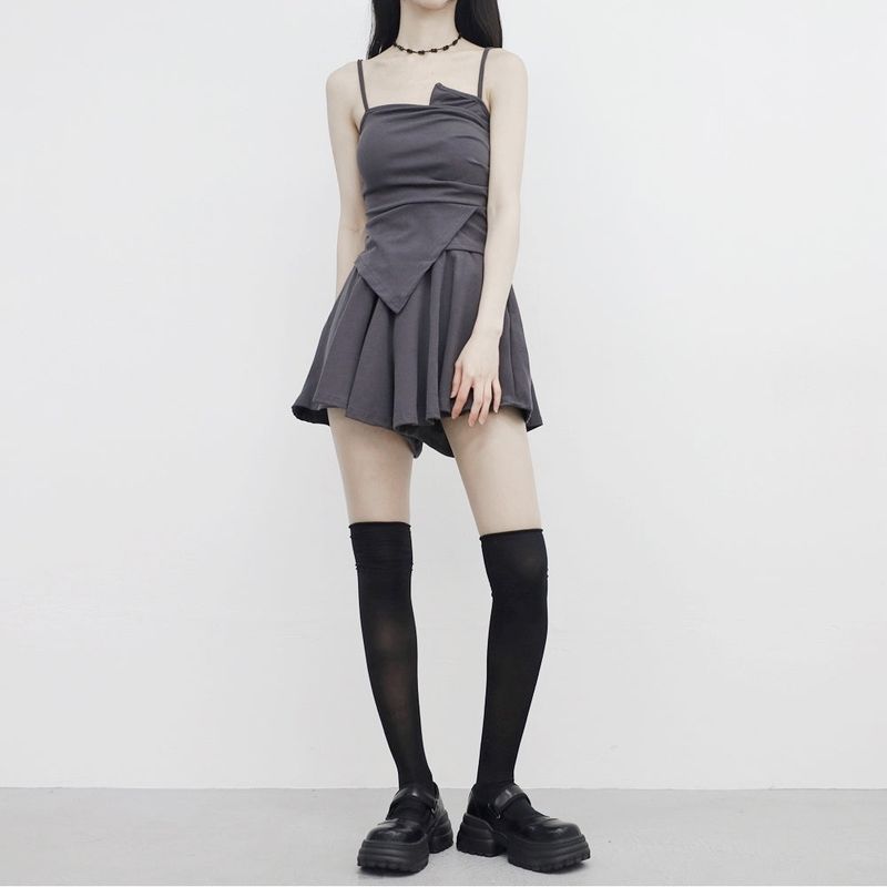 pesh string bolero + shirring sleeveless + shorts set