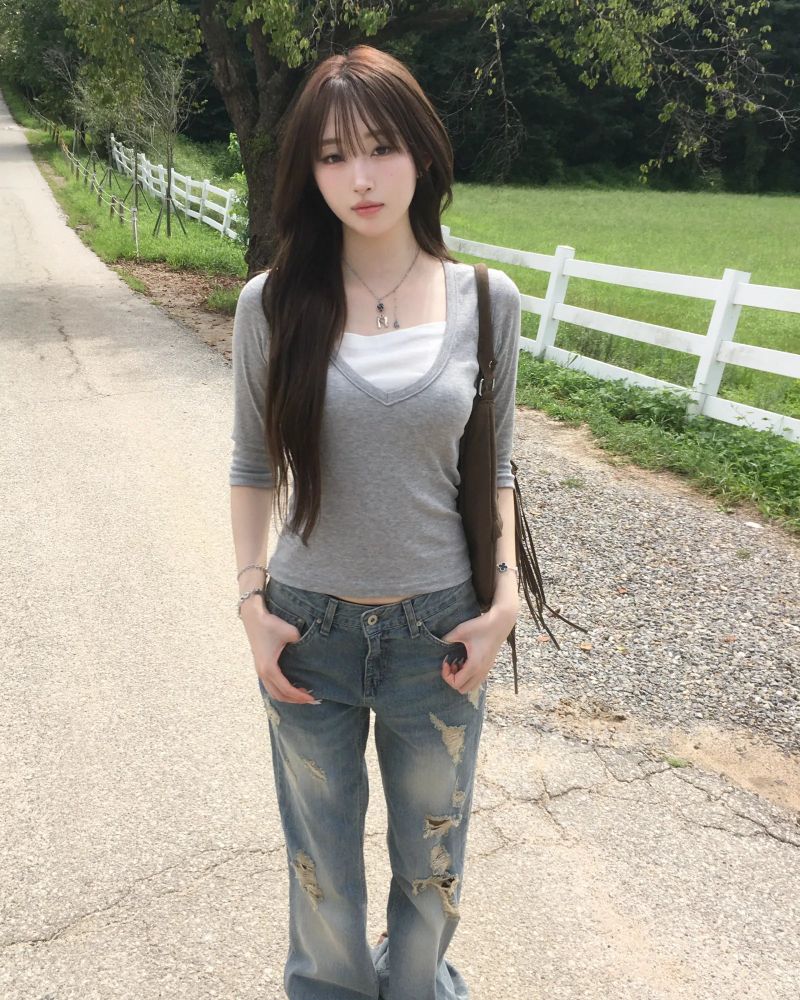 OOTJ loose damage flare jeans