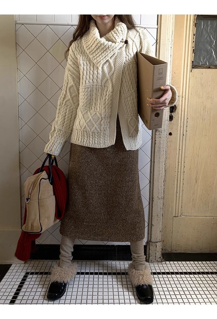 Wool Flow Warm Knit Cardigan