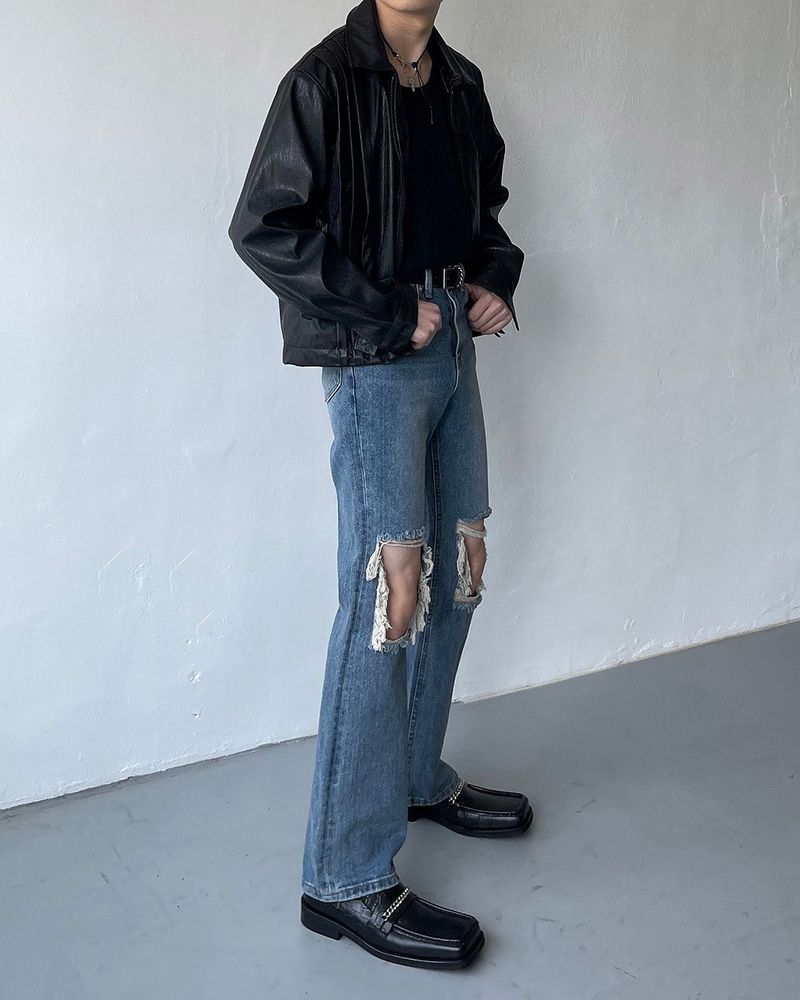 ENOC Square Winkle Leather Jacket (2 colors)
