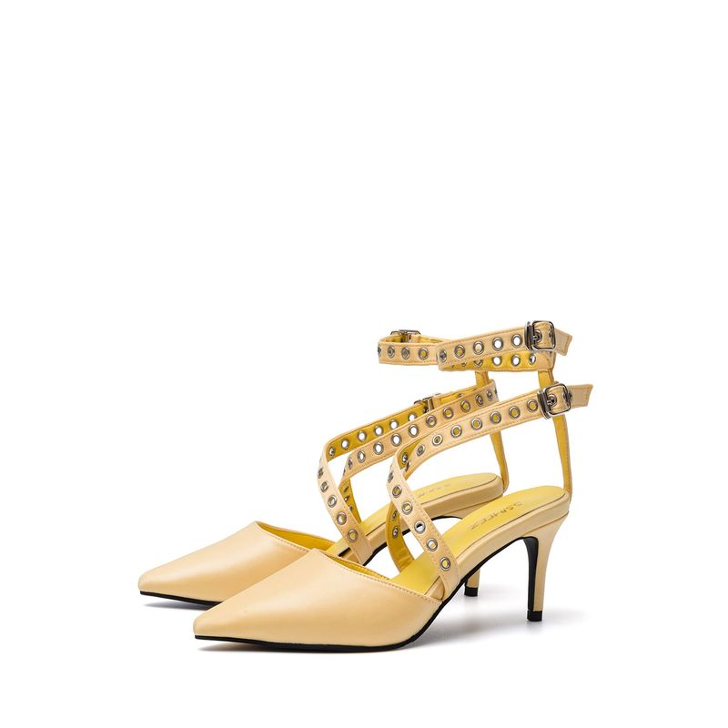 Satin Strap Stiletto Heel(Yellow)