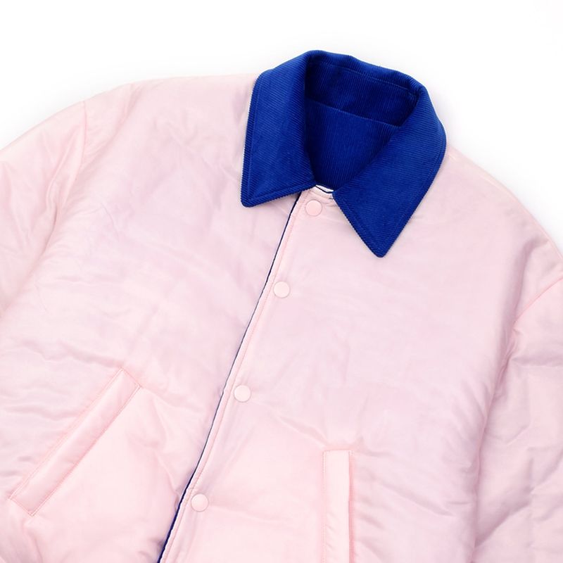 [UNISEX] Reversible "WORLD PEACE" Padded Bomber Jacket (Light Pink)