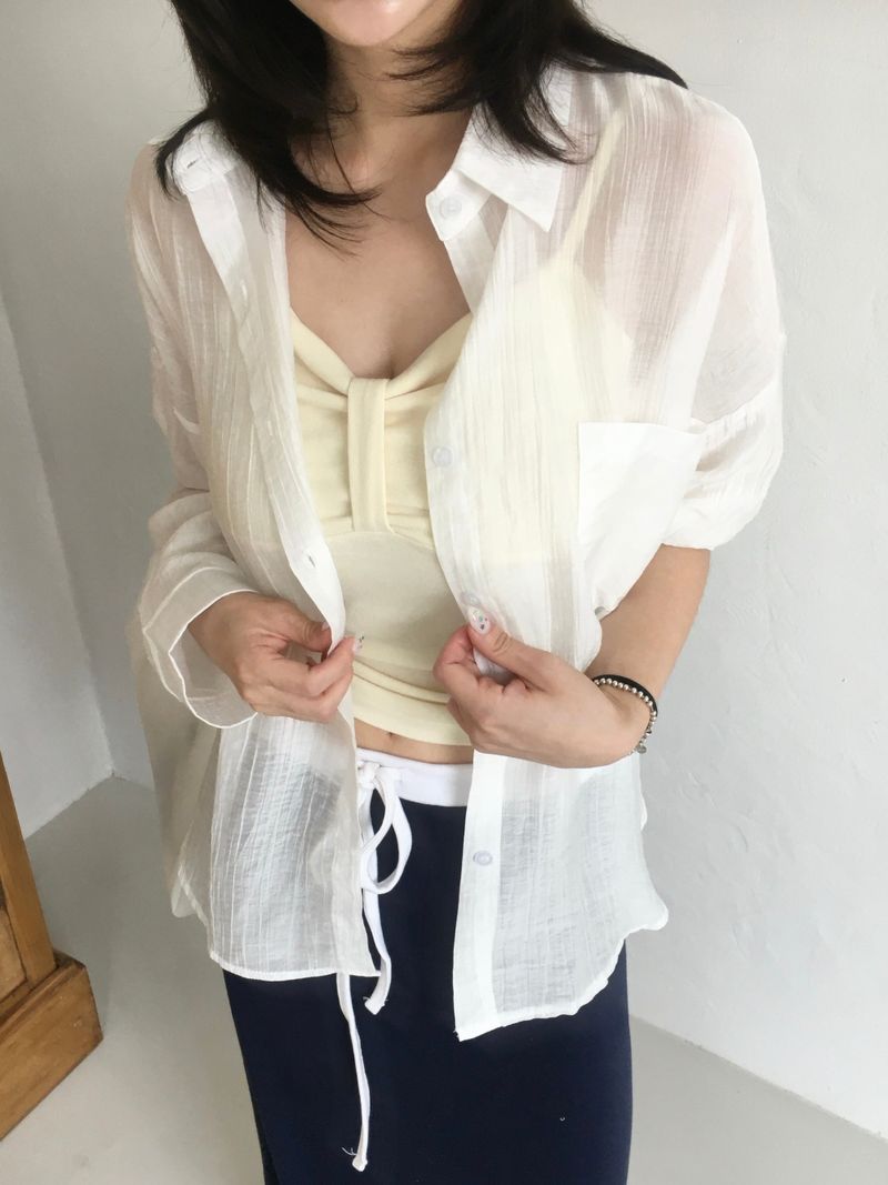 Airy Shell See-Through Shirt (7c)