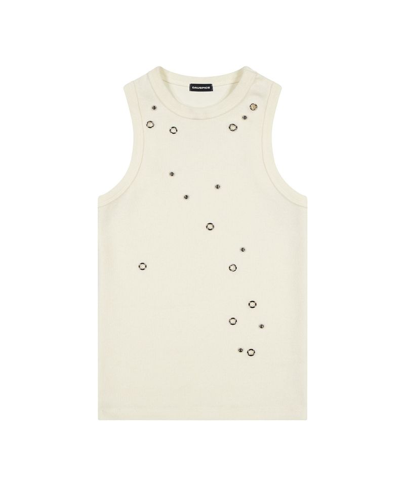 (DUC) Eyelet Stud Tank Top White