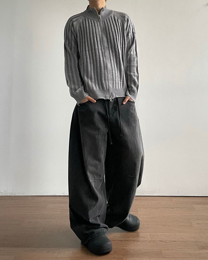Frame Damage Knit Zip-up