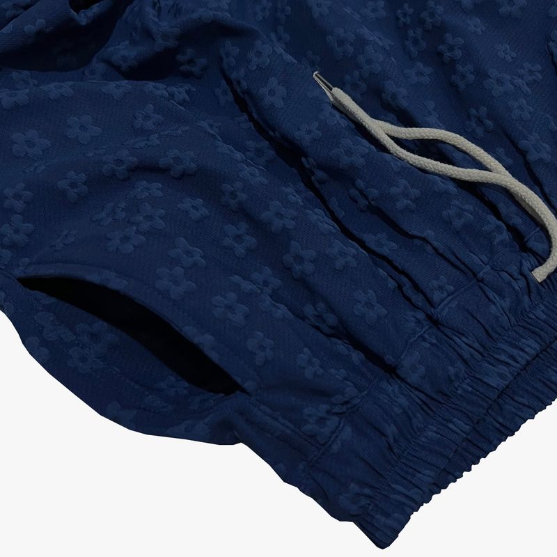 flower turn-up shorts_blue