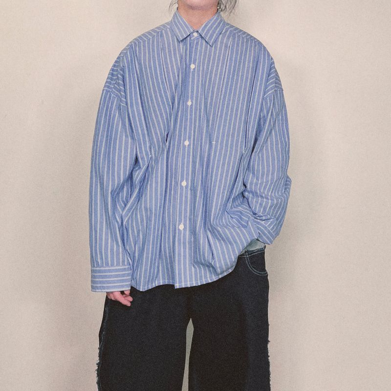 offset stripe shirt_blue