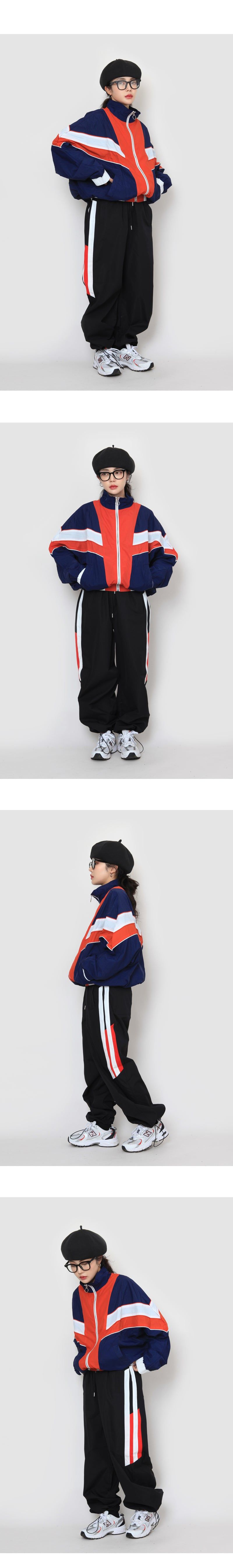 line colored track pants