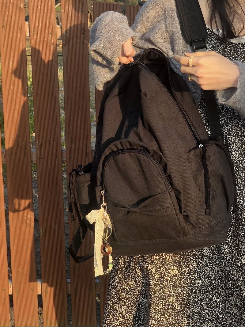 Ruffle ribbon backpack_vintage black