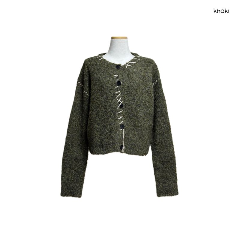 (3color) Mongle Stitch Hairy Loose Cardigan