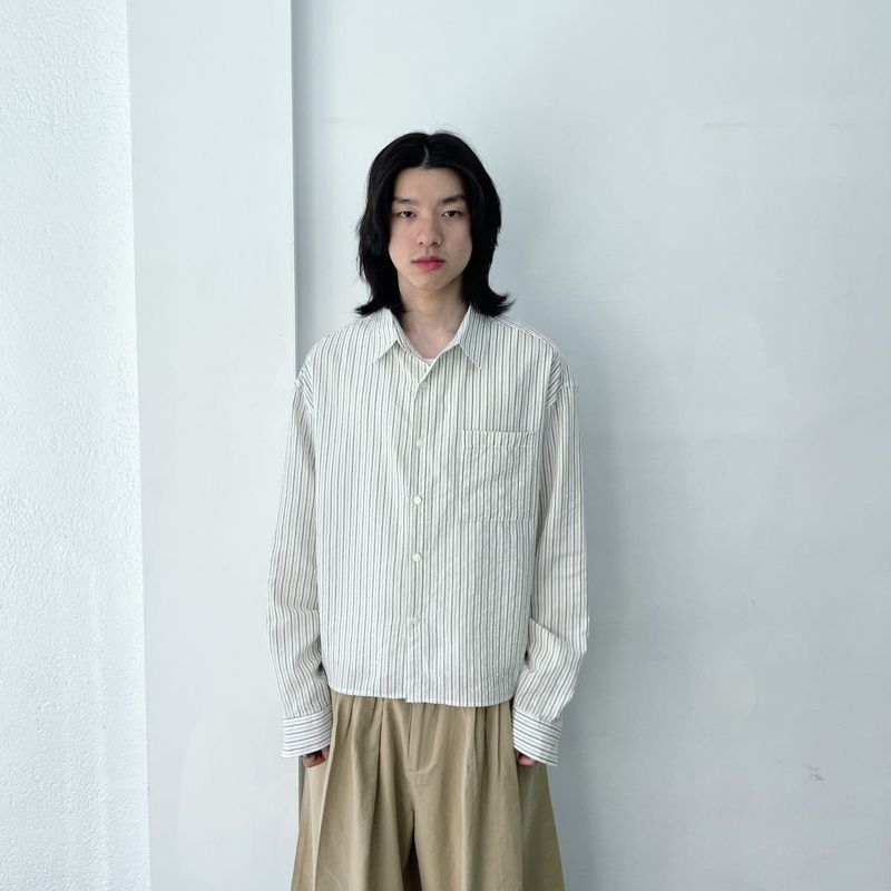 FADE MEET（フェードミート）の「Japanese Clean Fit Refreshing Crisp Fabric Drop-Shoulder Long Sleeve Shirt（Tops）」