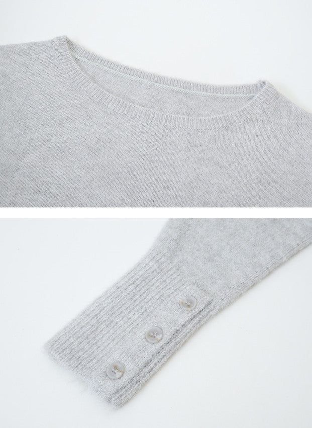 Wool Sleeve Button One Shoulder Knit (4color)