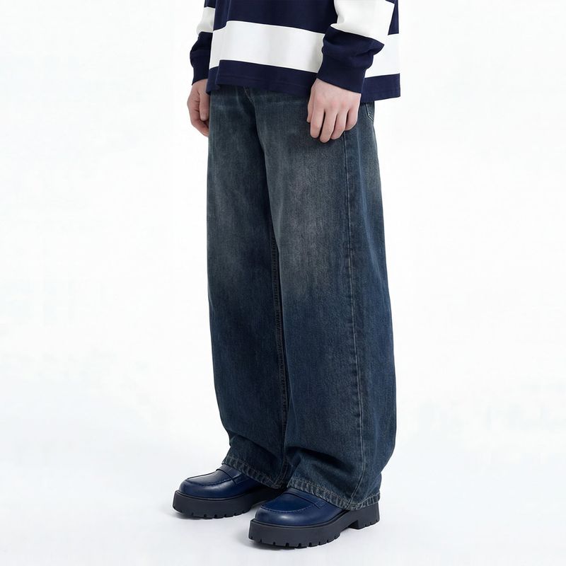 NTET(エヌティーイーティー)の「Basic washing denim pants (dark blue)(Pants)」
