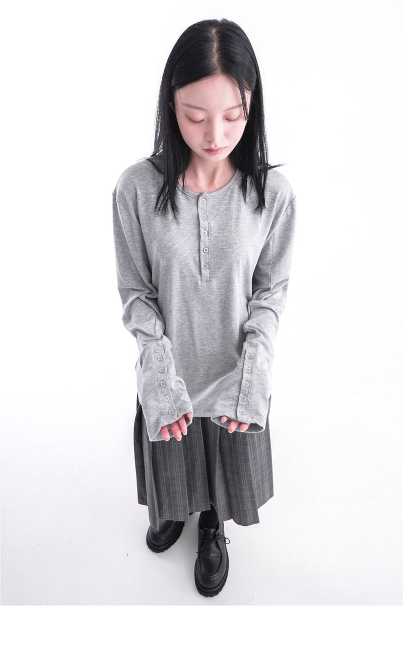 WOOHWA(ウファ)の「EDGE BUTTON HENLEY TEE(Tops)」