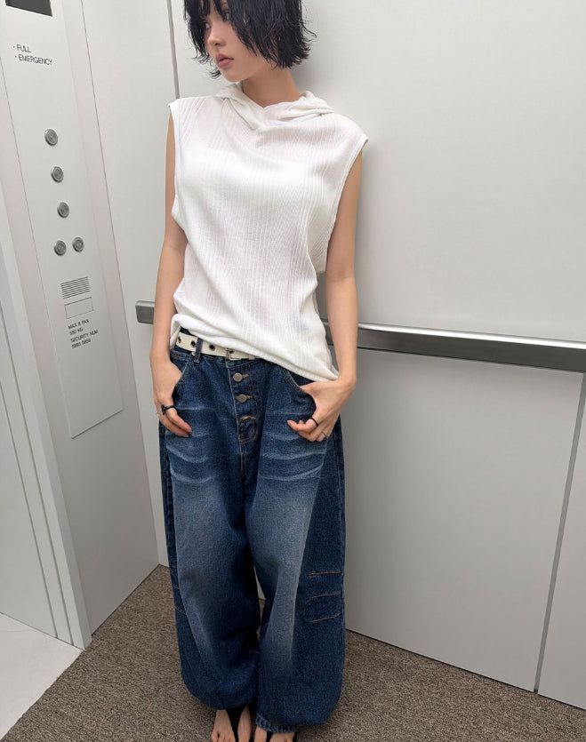 RIBBED HOODED SLEEVELESS