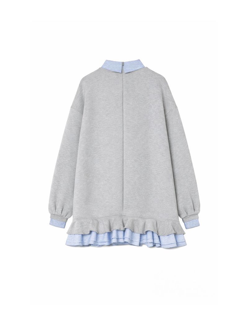 Claire Tie Layered Sweatshirt Dress Grey