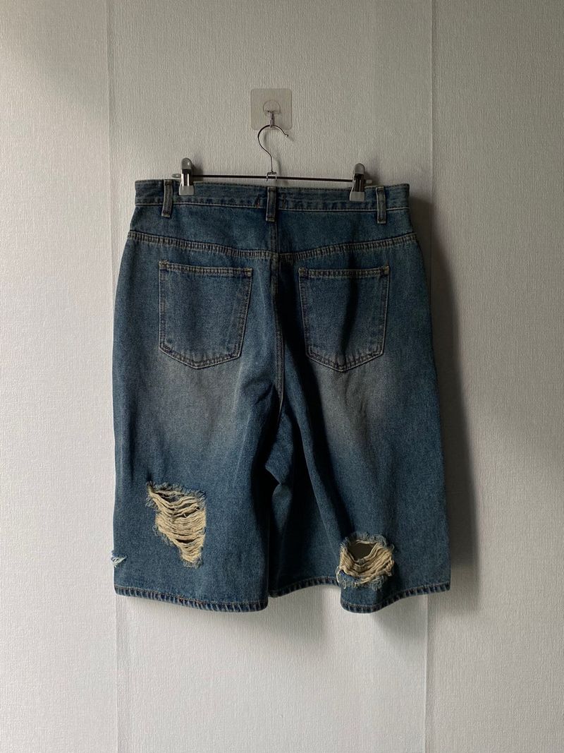 Vintage damage denim half pants 2C