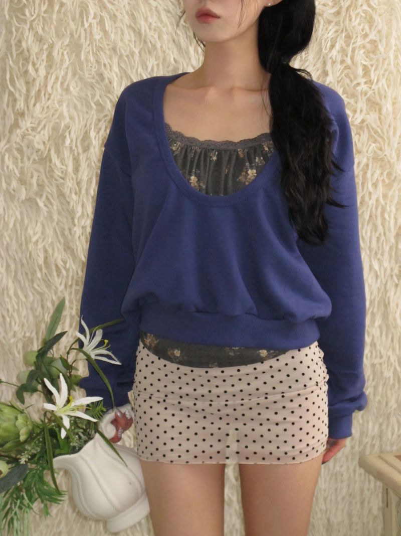 Deep U-Neck Sweatshirt