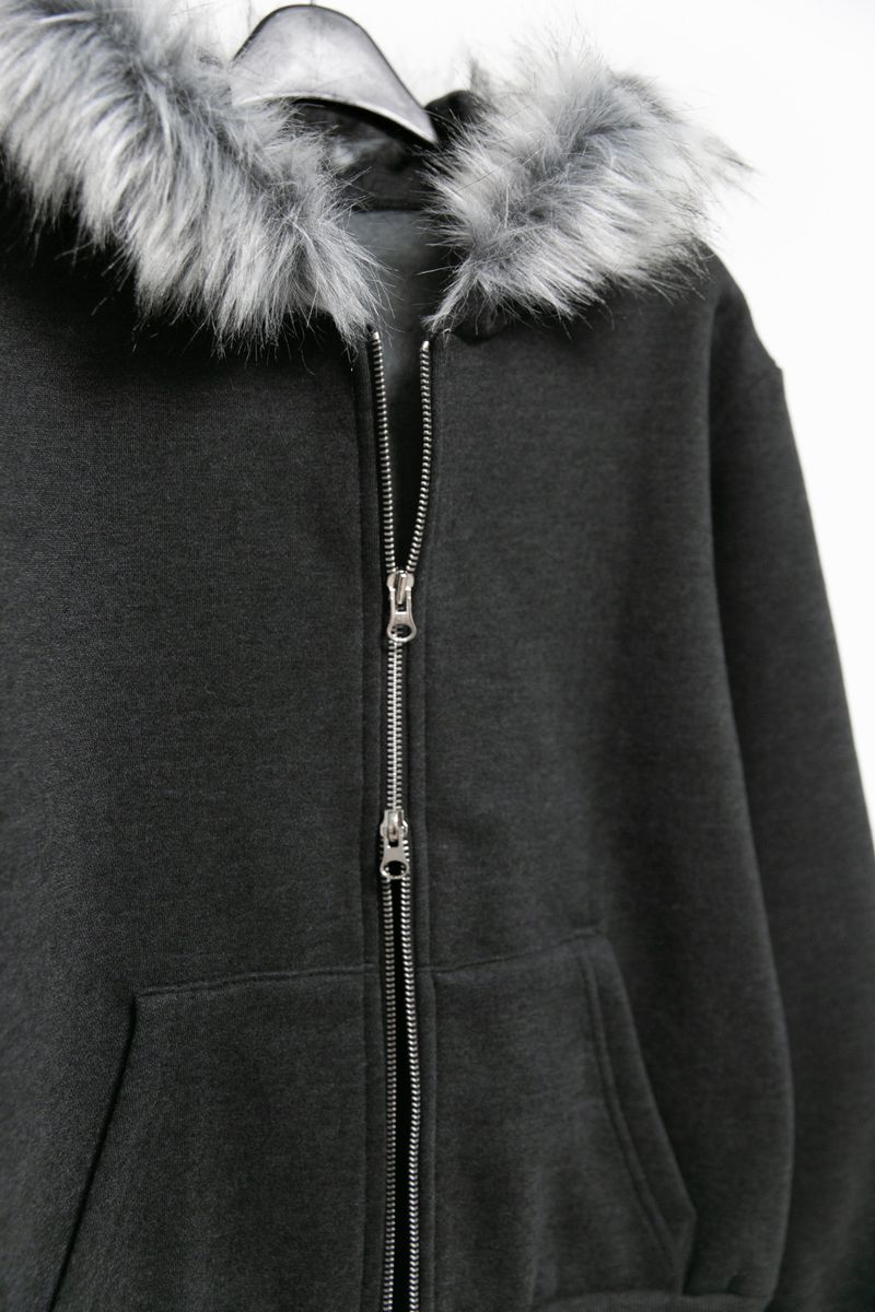 trimming fur hood zip-up(2colors)