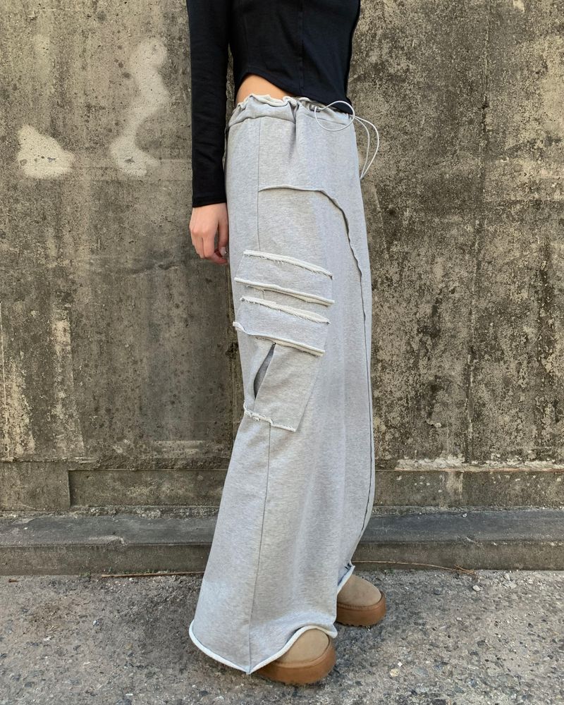 String pocket long cotton skirt