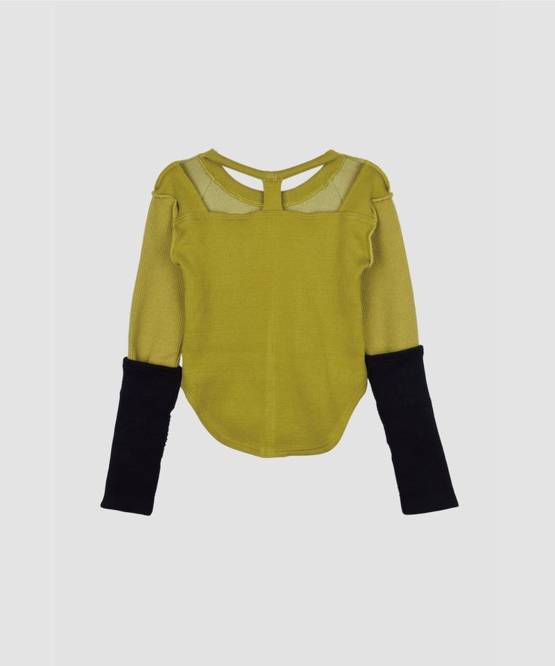 BICOLOR EXTRA LONG SLEEVE RIB TOP