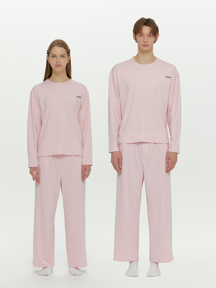 Foli(フォリー)の「(Unisex) Essential Stretch Fit Long Sleeves PJ Set, Pink(Tops)」