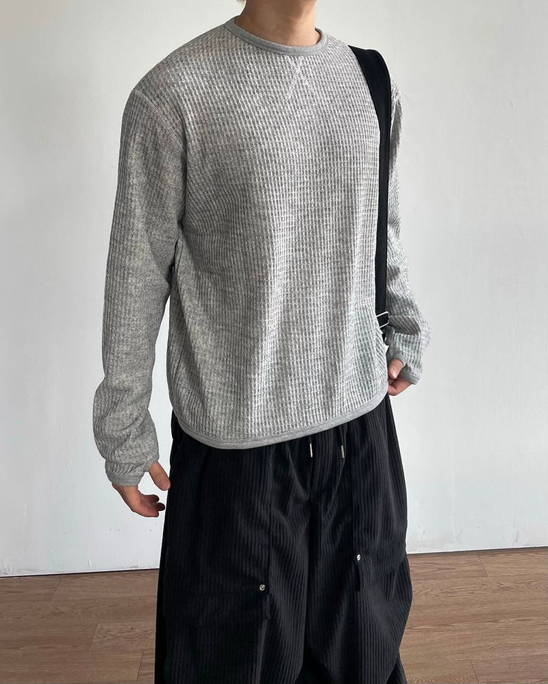 Waffle Crop Long Sleeve Tee