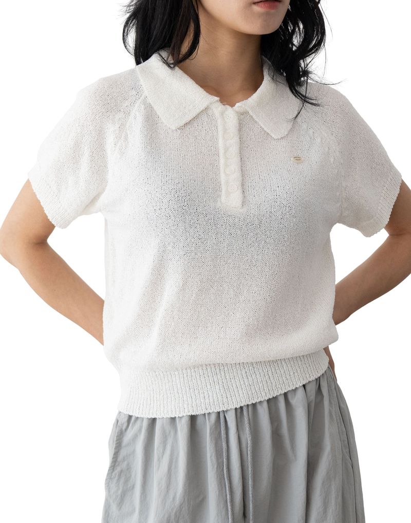 Monal Collar Short Sleeve Knit Tee