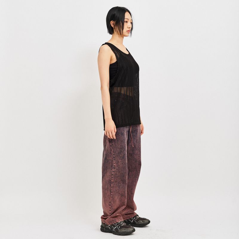 SEE-THROUGH CRAFT KNIT SLEEVELESS BLACK
