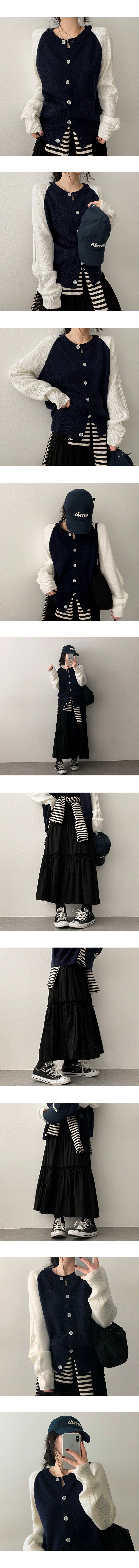 Dub Color Raglan Knit Cardigan