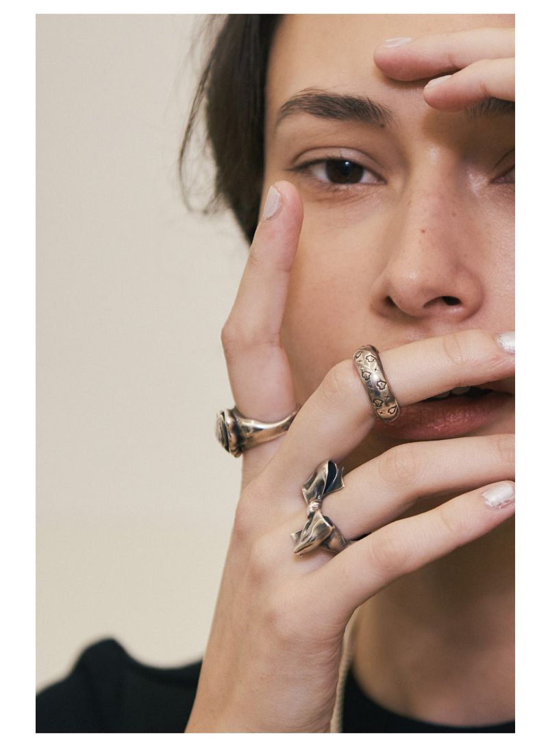  Heart Symbol Ring (Antique Silver, Gloss) [SIZE.1]