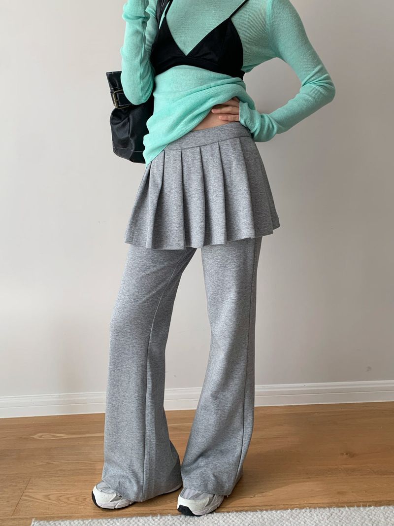 Pleated Skirt Stretch Long Pants