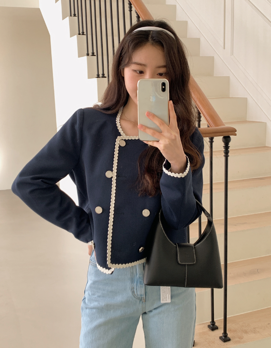 [SHOPPERMADE] Wave Line Double Button Jacket (3color)
