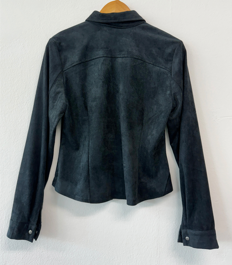 SUEDE SLIM LINE SHIRT BLOUSE🤎🖤🩶 - 3 COLORS