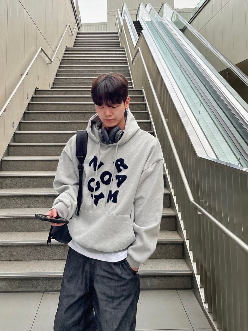 Alphabet embroidered Hooded