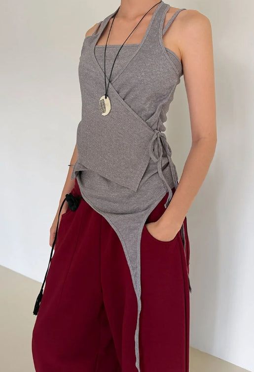 (2-way) WRAP HALTER SLEEVELESS