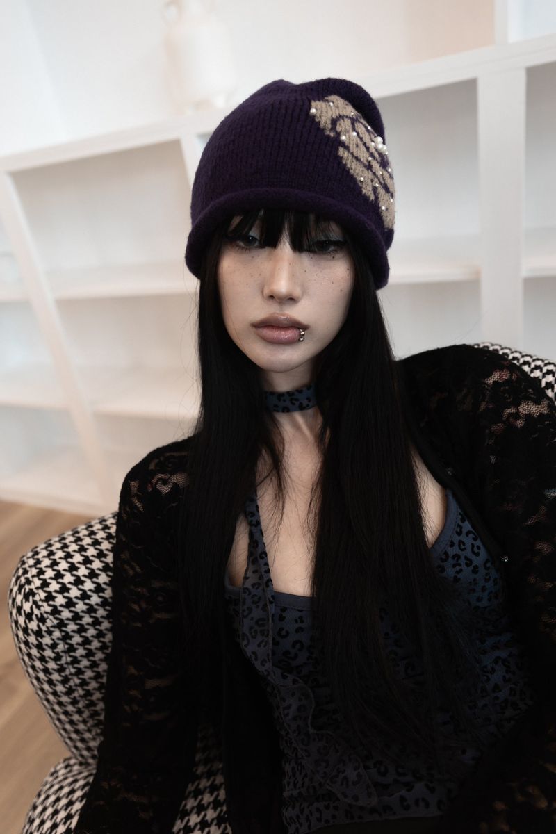 [Sepia] Leopard mesh sleeveless (scarf set) (Black/Blue)